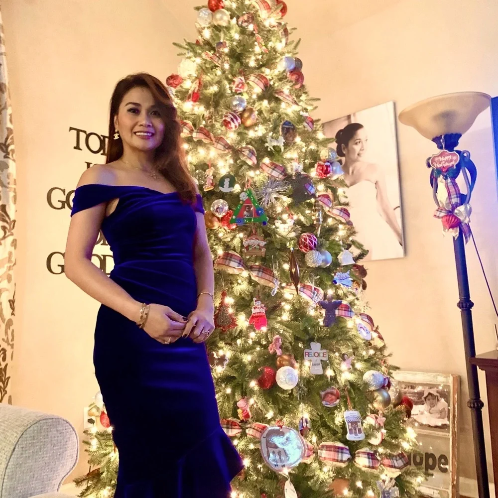 Velvet blue dress - Picture 1 of 3